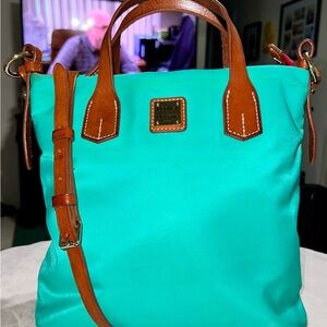 Dooney & Bourke Teal Nylon Windham Cleo Letter Carrier crossbody